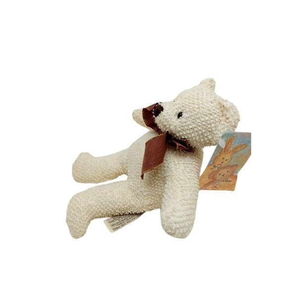 Flowers Inc Balloons White Teddy Bear Brown ribbon bow Stuffed Animal plush 7" - Picture 2 of 8